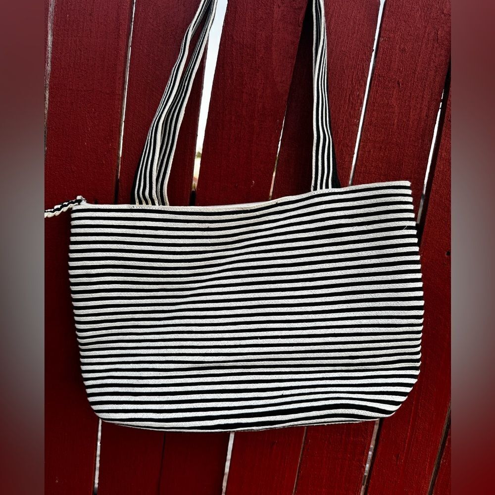 Villager by Liz Claiborne Striped Black and White Women's Tote Bag